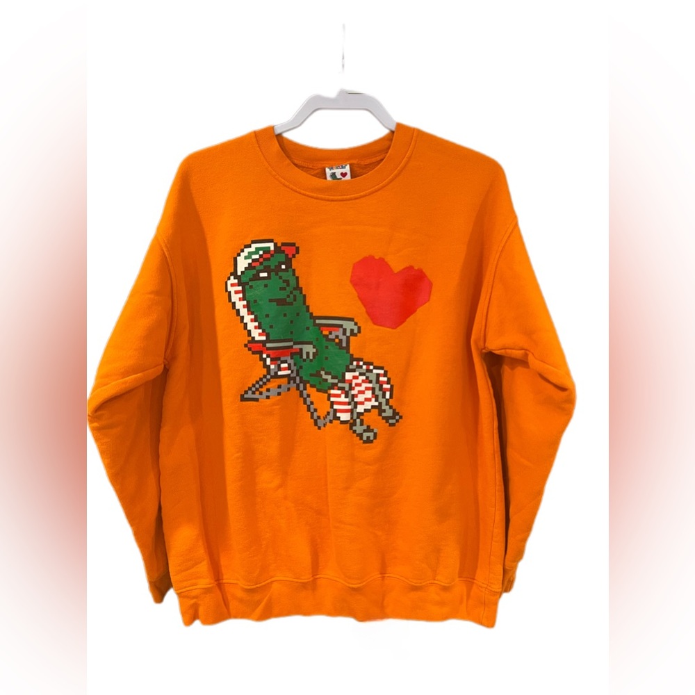 Grillo’s Pickles “Dee and Ricky” Orange Sweatshirt Size XL
